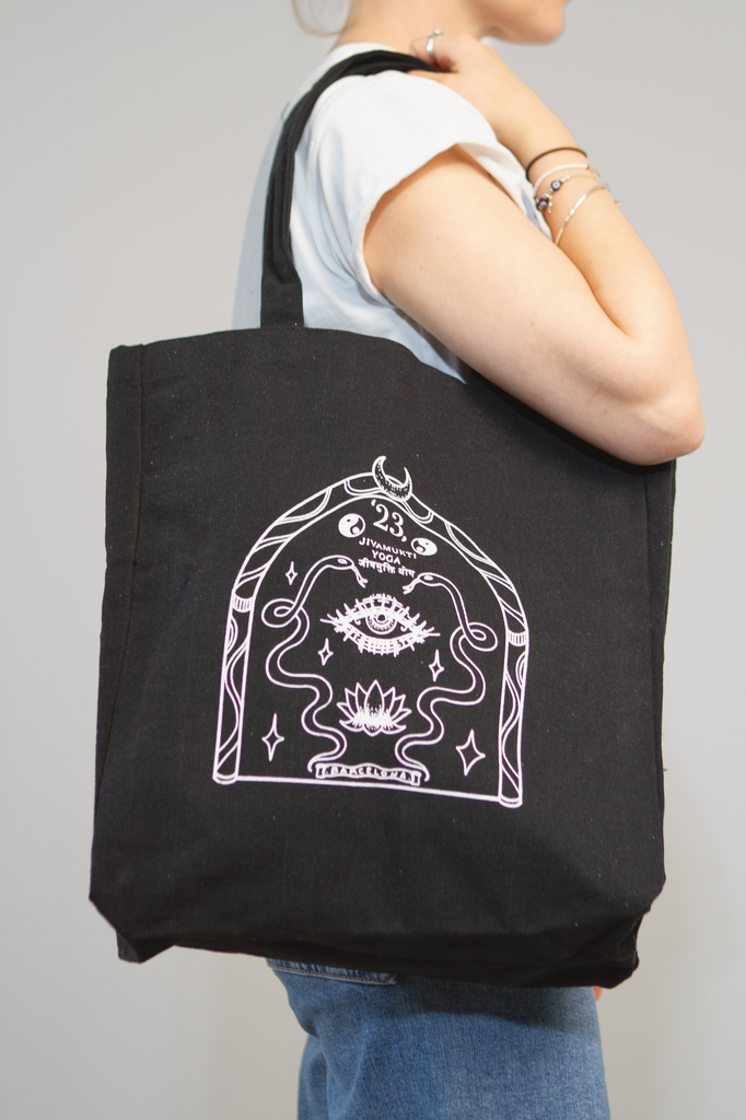 Tribal T-Shirts Borsa A Tracolla Banksy 'Stop & Search' - Tote Bag In Cotone 42x38 Cm Con Stampa Artista - Crema
